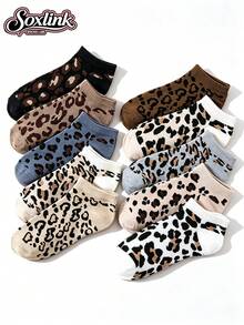 5/8/10 Pasang Kaos Kaki Pendek Motif Leopard Wanita, Kaos Kaki Kasual Berpotongan Rendah, Kaos Kaki Tipis Vintage Serbaguna untuk Pelajar Musim Semi/Panas, Kaos Kaki Pendek Tak Terlihat yang Dipersonalisasi - MultiWarna - View 3