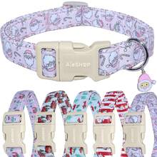 1PC Santa Claus Cartoon Print Dog Collar, Soft Adjustable Dog Collar With Quick Release Buckle, Adjustable Strap, Zinc Alloy D-Ring, Festive Christmas Pet Collar For Small Medium Large Dogs And Cats, Holiday Gift For Boys And Girls - Pink - View 4