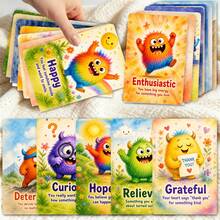 36 thẻ cảm xúc tiếng Anh hình quái vật màu nước dễ thương, thẻ flashcard biểu cảm cảm xúc nhiều màu cho trẻ em, thẻ gợi ý từ vựng tiếng Anh vui nhộn trang trí lớp học, tương tác cha mẹ và con cái, quà sinh nhật cho trẻ em - Nhiều màu - Xem 1