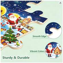 Children's Christmas Wooden Puzzle 4-In-1, 24 Pieces Each, Santa Claus Winter Scene Puzzle, Perfect Christmas Gift For Boys And Girls - Christmas Theme - View 3