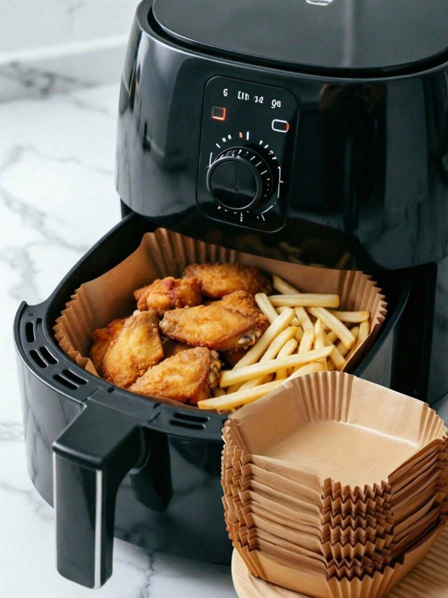 Disposable Air Fryer Paper Liners: 9 Inch Large Square Non-Stick Parchment Paper, Suitable For 8Qt-12Qt Air Fryer Basket Liners - Multicolor - View 1