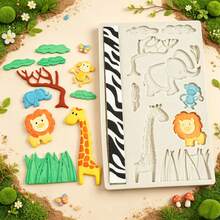 1pc Cartoon Elephant Giraffe Lion Animal Theme Silicone Mold, Handmade Forest Animal Decoration, Can Be Made Of Resin Dropper Or Clay, Easy To Demold, Reusable Mold. - Beige - View 6