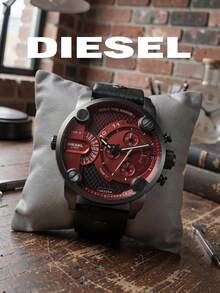 Diesel DZ7334 Men Daily Casual Watch|57MM Black‑Tone Case,Red‑Black Split Dial,Strap,Date Window,5BAR Water‑Resistant For Daily & Street Outfit - Black - View 2