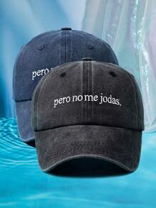 MAKEFGE 1件女款「Pero No Me Jodas.」字母刺繡個性化黑色多色防曬可調尺寸戶外休閒時尚水洗做舊棒球帽，適合日常穿著 - PERO 刺繡 - 查看 18