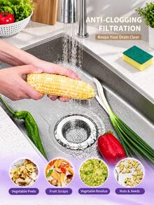 Large Kitchen Sink Strainer For Most Sink Drains Wide Rim Sink Drain Filter Round Drain Stopper Garbage Disposal Plug Sieve Basket Strainer Hollow Food Catcher Household Items Home Bathroom Decor House Kitchen Essentials Accessories Kitchen Gadgets - Multi-color - View 12