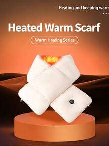 Unisex Single-Button Heated Scarf, Plush Lining Electric Neck Warmer, Winter Outdoor Warm Neck Wrap, Christmas Gift For Parents, Family And Friends (Power Bank Not Included) - M950 - Heated Scarf - View 6