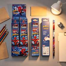 12pcs Cartoon Hero Printed Hexagonal HB Color Pencil, Wooden Graphite Pencil Set, Writing Stationery Supplies, Gift Packaging Pencil, Daily Writing And Stationery Collection. - One Size - View 2