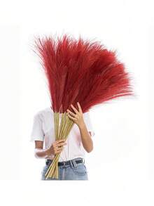 12/1pc Artificial Burgundy Reed Grass, 22 Inch Tall Faux Reed Stems, Christmas Bohemian Home Decor, Red Fluffy Reed Floral Arrangement, Christmas Home Decoration, Suitable For Christmas Table Centerpiece, Mantel, Windowsill Display - A - View 8