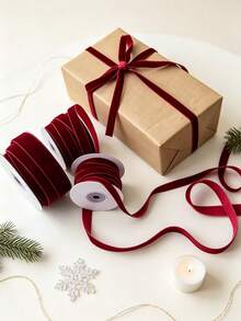 Luxurious Burgundy Velvet Ribbon, Vintage Deep Ribbon, Burgundy Velvet Ribbon For Christmas Tree, Perfect For Home Decor, Room Decor, Wedding, Birthday, Gift Wrapping, DIY Crafting, Christmas Decorations, Christmas Gifts - Multicolor - View 7