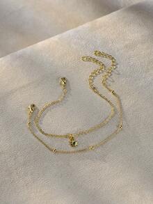 2pcs/Set Saudi National Day Accessories Minimalist Classic Style Sunflower Pendant Bracelet Set For Women - Yellow Gold - View 4