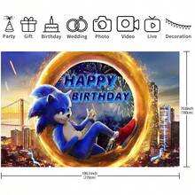 Sonic لافتة خلفية بتصميم دائرة ذهبية بموضوع سونيك لحفلات الأطفال. مناسبة لحفلات أعياد الميلاد. خيار مثالي لديكور الجدران بموضوع معين، أنشطة الاحتفالات، إعداد الغرف وديكورات العرض. - متعدد الألوان - مشاهدة 15