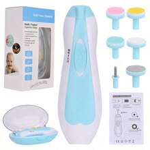1pc Baby Electric 6-In-1 Nail File, Multifunctional Kids Nail Clipper For Anti Scratch, Includes Nail Care Tools - Blue - View 6