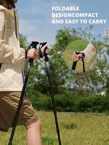 CAMEL CROWN Tongkat Hiking/Trekking Teleskopik Portabel Paduan Aluminium Profesional untuk Aktivitas Luar Ruangan - Malam Gelap - View 5