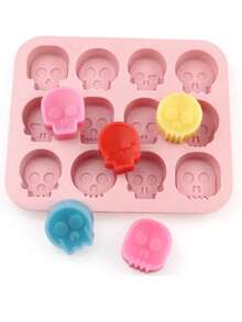 12-Cavity Skull Silicone Cake Mold, Halloween Baking Mold, Multiple Skull Patterns, Suitable For Chocolate, Candy, Jelly, Gummy, Pudding, Mini Cakes, Cake Decoration And DIY Homemade Desserts - Multicolor - View 11