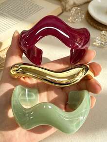 1pc/3pcs Retro Minimalist Wavy Acrylic & CCB Material Colorful Bangle Bracelet, Suitable For Women's Daily Wear, Stackable, Perfect Gift Choice For Holidays - Color - View 8
