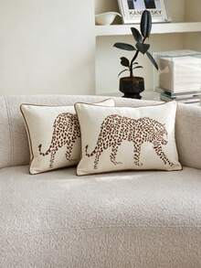 LCUHPCL 1pc And 2pcs Low-Key Luxury 3D Leopard Embroidery Pillowcase, Home Decor Suitable For Living Room, Bedroom, Car And Other Environments - Multicolor - View 15