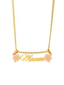 Customized Enamel Flower Name Necklace, Personalized Stainless Steel Women's Fashion Necklace, Suitable As Birthday And Christmas Gift For Friends - Gold - Double Melon 3NK Chain - View 11