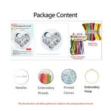 3 Sets Of Mori Style Star, Moon & Floral Embroidery Full Material Kits, Beginner Zero-Base DIY Embroidery Hoop Set, French 3D Moon, Heart, Butterfly & Book Patterns, Artistic Handmade Embroidery Wall Hanging Decor, Stress Relief Craft Gift - Multicolor - View 14