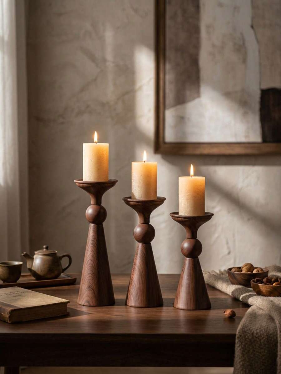 Exquisite Wood Grain Texture, Smooth Surface, Sturdy Structure, Easy To Clean And Reusable For Long Time Use. Perfect For Dining Table, Fireplace Mantel, Coffee Table Display, Great Decor For Christmas, Wedding, Thanksgiving, Romantic Dinner Party. - Retro-style Luxury - View 1