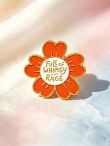 1pc Cartoon Flower Metal Enamel Brooch, Personalized Fun English Slogan Badge, Decorative Accessory For Coats, Backpacks, Hats, Niche Creative Gift To Showcase Unique Attitude - Multicolor - View 6