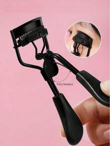 Portable Eyelash Curler With Silicone Pad, 2pcs Black Eyelash Curler With Comb, For Curling And Shaping, No Damage To Eyelashes, Eyelash Lift, Big Eye Effect, Suitable For Daily Makeup And Curling Eyelashes - Black - View 2