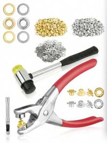1 Set Alat Tang Lubang Kancing, Tang Pelubang Manual, Set Perlengkapan untuk Kerajinan Kulit DIY, Alat Pemasangan Tangan Hemat Tenaga, Perlengkapan Perangkat Keras DIY Praktis, Cocok untuk Sabuk, Sepatu, Kanvas, Kain, Proyek Kerajinan Kulit, Set Musiman Populer - MultiWarna - View 1