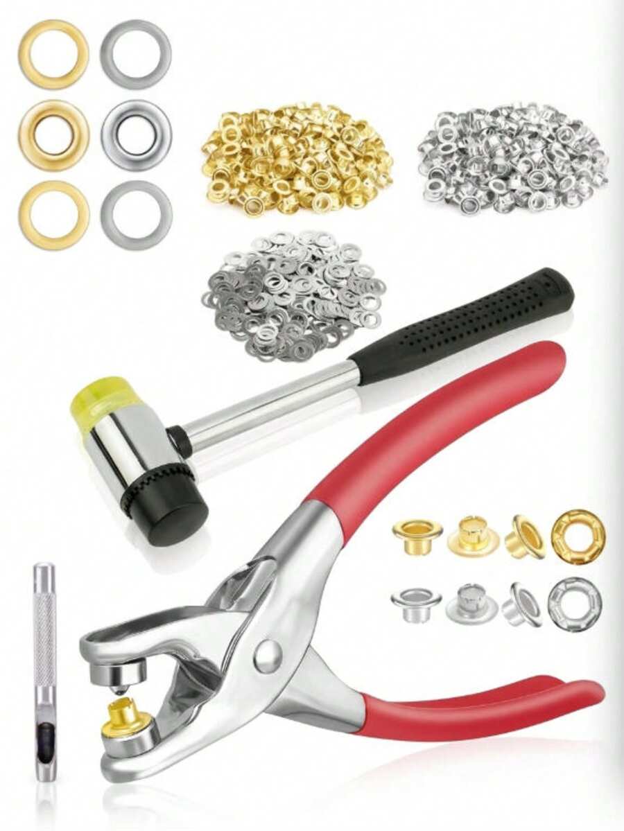 1 Set Alat Tang Lubang Kancing, Tang Pelubang Manual, Set Perlengkapan untuk Kerajinan Kulit DIY, Alat Pemasangan Tangan Hemat Tenaga, Perlengkapan Perangkat Keras DIY Praktis, Cocok untuk Sabuk, Sepatu, Kanvas, Kain, Proyek Kerajinan Kulit, Set Musiman Populer - MultiWarna - View 1