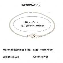 1pc Exquisite Leather Belt Buckle Snake Bone Necklace For Women, INS High-End Design, Minimalist Style, Sexy Collarbone Chain, Niche Neck Chain, Suitable For Daily Wear, Festivals, Parties, Matching With Best Friends, Gift For Friends - Silver - View 7
