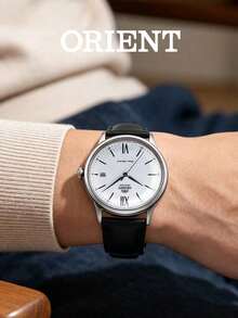 Orient Men's RA-AC0022S30B Automatic Dress Watch, Silver Steel Strap, Blue Dial, Transparent Cover - Black - View 3