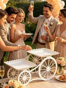 Kệ trưng bày hai tầng kiểu xe đẩy, phù hợp cho tiệc cưới và lưu trữ quà tặng; kệ trưng bày bàn tiệc cưới, khay phục vụ tiệc cưới, giá trang trí kỷ niệm, khay tiệc sinh nhật, trang trí tiệc trà chiều - Nhiều màu - Xem 8