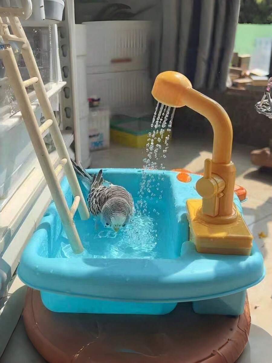[Easy Clean Parrot Bath]1PC PVC Material Parrot Bath - Easy To Clean, Small Bird Self-Cleaning Shower Basin