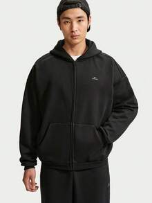 Nike Men's AS M NK TF SI BRSH FZ HD Knit Sweatshirt Jacket JA9620-010 - Black - View 1