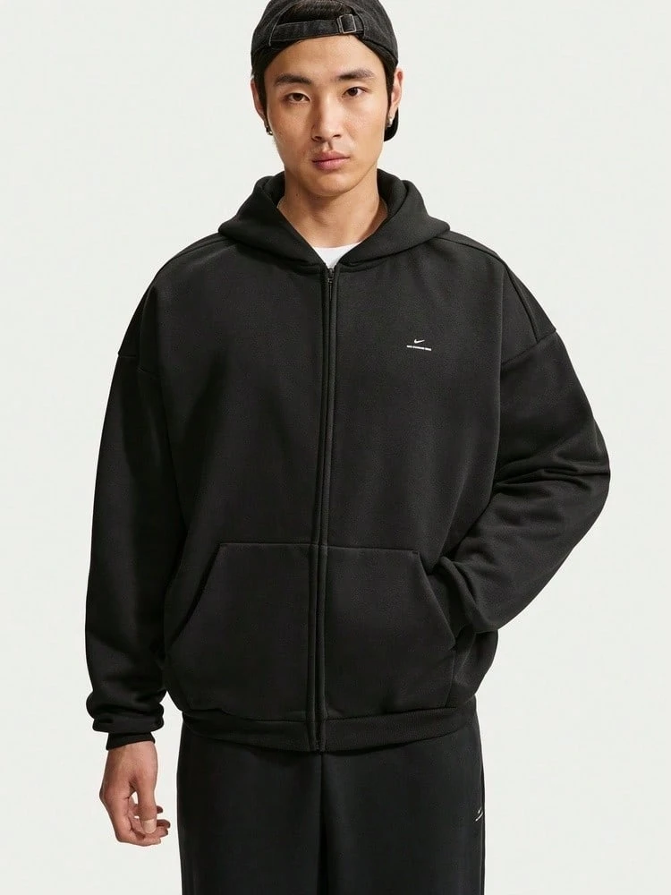 Nike Men's AS M NK TF SI BRSH FZ HD Knit Sweatshirt Jacket JA9620-010 - Black - View 1
