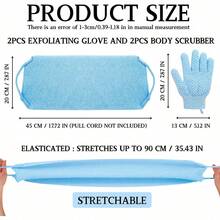 Bath Sets, 2Pcs Exfoliating Glove And 2Pcs Body Scrubber, Back Scrubbers For Use In Shower, Exfoliating Mitt And Exfoliating Towel For Body, Face, Shower, Bath And Deep Cleansing - Multicolor - View 3