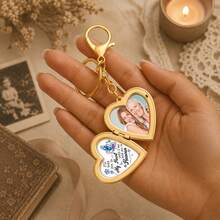 1pc Personalized Photo Locket Keychain For Mom, Custom Gold Vintage Heart Locket, Custom Mother's Day Gift For Grandma,Memorial Gift For Loved Ones - Gold - View 6