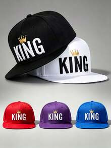 1pc Gothic Men Hats 'KING' Embroidered Hats For Men Adjustable Hip-Hop Cap Perfect For Outdoor Excursions, Hiking, And Everyday Wear-A Perfect Gift. - Multicolor - View 2