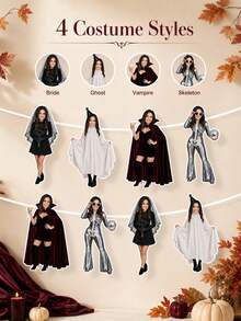 Personalized Photo Face Cutout Costume Party Banner, Custom Halloween Portrait Banner For Spooky Birthday Celebrations, Halloween Party Backdrop And Photo Booth Decor, Fun Gift For Women, Friends, Family And Halloween Costume Party Guests - Multicolor - View 5