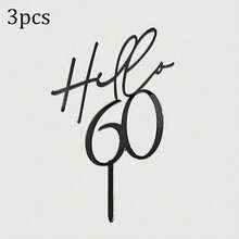 1pc/3pcs/6pcs Black Acrylic "Hello" Age 18/12/30/40/50/60 Personalized Birthday Cake Topper Decoration Picks, Suitable For Birthday Party Cake Decor - Multicolor - View 20