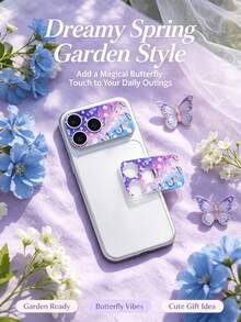 2片裝相機鏡頭保護軟膜,防指紋,易安裝無氣泡,適用於 iPhone 18 Pro Max/18 Pro/17 Pro Max/17 Pro/17 Air,高畫質漸層紫藍蝴蝶花卉全覆蓋防刮保護膜 - 碎花104 - 查看 7