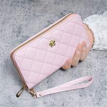 Women's Long Wallet With Diamond Quilted Embroidery, 2026 New Style, Large Capacity, Vintage Fashion, Premium Texture, Zipper Wristlet - Multicolor - View 6