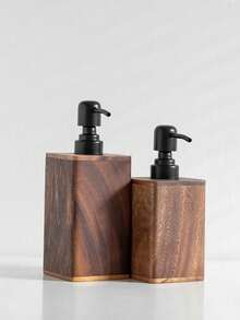 Vintage Solid Wood Soap Dispenser, Solid Wood Frame Bottle With Black Pump, 7oz/17oz Refillable Liquid Hand Soap/Lotion, Bathroom Kitchen Dish Soap Bottle - A - View 5