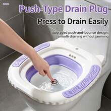 Foldable Sit-In Bath Basin / One-Touch Drainage / Maternity & Postpartum Care / Toilet Private Area Cleaning Basin / Bedside Toilet Bath Basin / PP+TPR Material - Purple - View 8