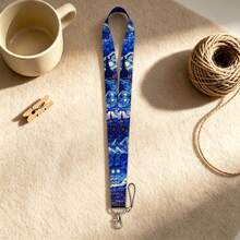1 Piece Van Gogh Starry Night Print Lanyard With Card Holder, Aesthetic Art ID Badge Holder For Student Office Work, Unique Gift - Multicolor - View 4