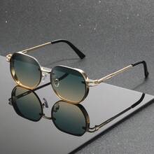 FIYLROG Men's Classic Square Sunglasses, Minimalist Metal Temples UV Protection Glasses, Suitable For Street Style - Multicolor - View 13