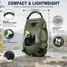 Solar Shower Bag | 5 Gal/20L Solar Heating Camping Shower Bag | Removable Hose | On-Off Switchable Shower Head | Traveling Shower | Portable Shower For Beach Swimming, Hiking - Multicolor - View 7