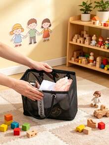 1 buah Tas Jinjing Jaring Bayi Kapasitas Besar, Tas Penyimpanan Kamar Bayi yang Bernapas, Tas Pengorganisasi Popok Portabel, Cocok untuk Perlengkapan Mandi dan Penyimpanan Mainan Bayi - MultiWarna - View 5