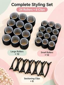 36pcs/1set Heatless Hair Roller Set Self Grip Curlers With Hair Clips Volumizing Curling Rollers For Bangs Waves Root Lift Styling Reusable Lightweight Hairdressing Tools For Women Home Salon Daily Hair Styling Set - Multicolor - View 3