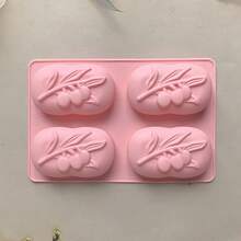 4格波浪長方形手工皂矽膠模具，DIY冷製皂模具，易脫模，耐熱矽膠，自製皂、巧克力、石膏、香氛蠟燭、翻糖烘焙模具，情人節禮物，花紋底部皂模，龜背葉、快樂樹、玫瑰矽膠模，冷製皂DIY皂模 - 粉紅色 - 查看 10