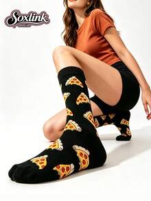 1 Pair Unisex New Food Pizza Pattern Long Socks, Fashionable And Versatile - Multicolor - View 2