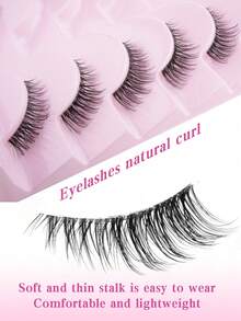10 Pairs/Box Half Lashes Transparent Band Natural Short 5-8mm False Eyelashes Suitable For Small Eyes Girls Daily No-Makeup Wear Eyelashes - Black - View 3